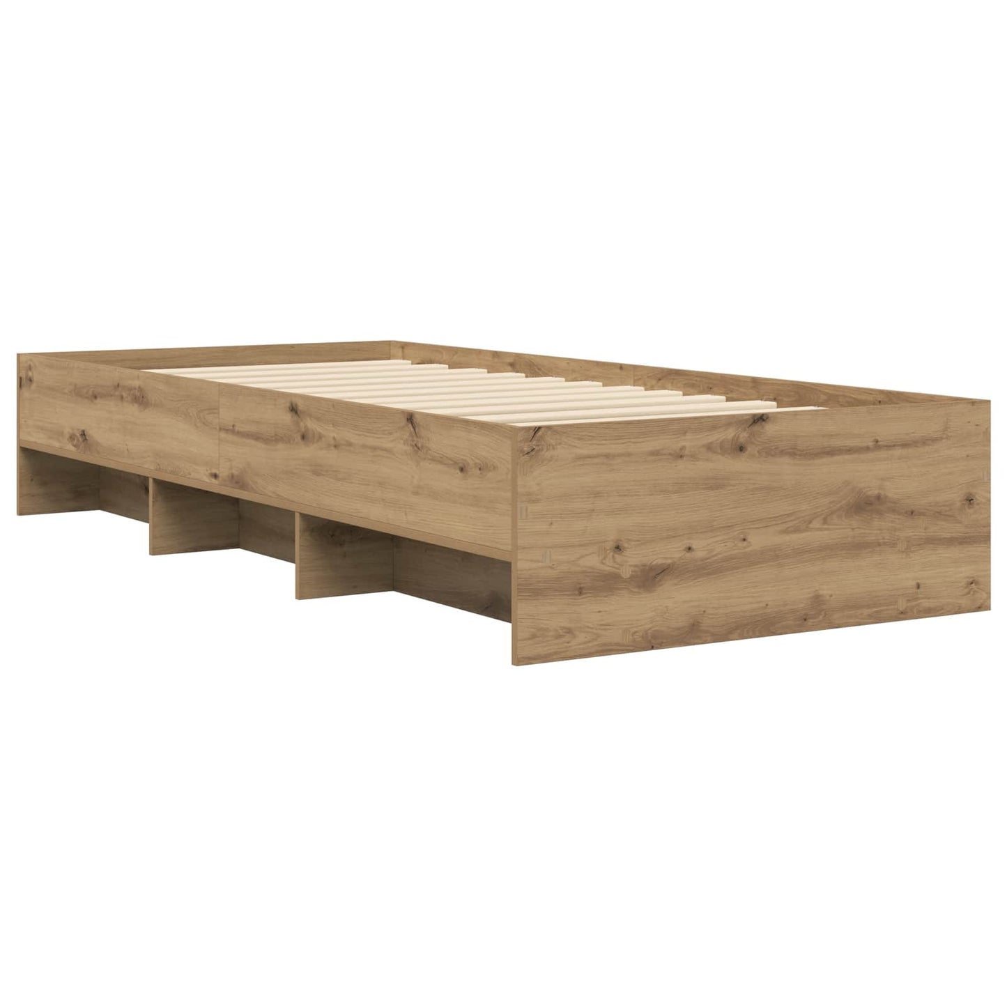 Bedframe met plank Artisanaal eiken 80 x 200 cm Bewerkt hout