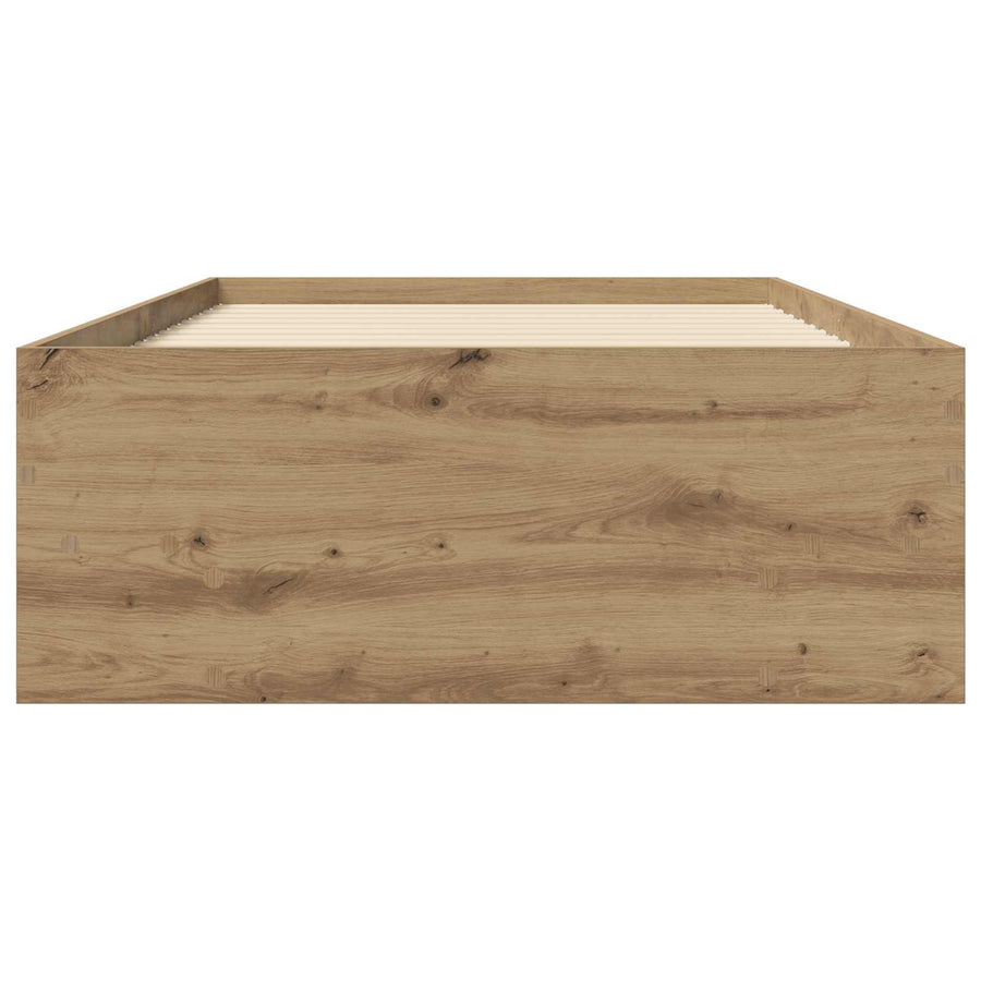 Bedframe met plank Artisanaal eiken 80 x 200 cm Bewerkt hout