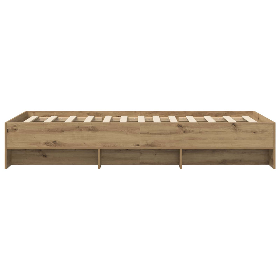 Bedframe met plank Artisanaal eiken 80 x 200 cm Bewerkt hout