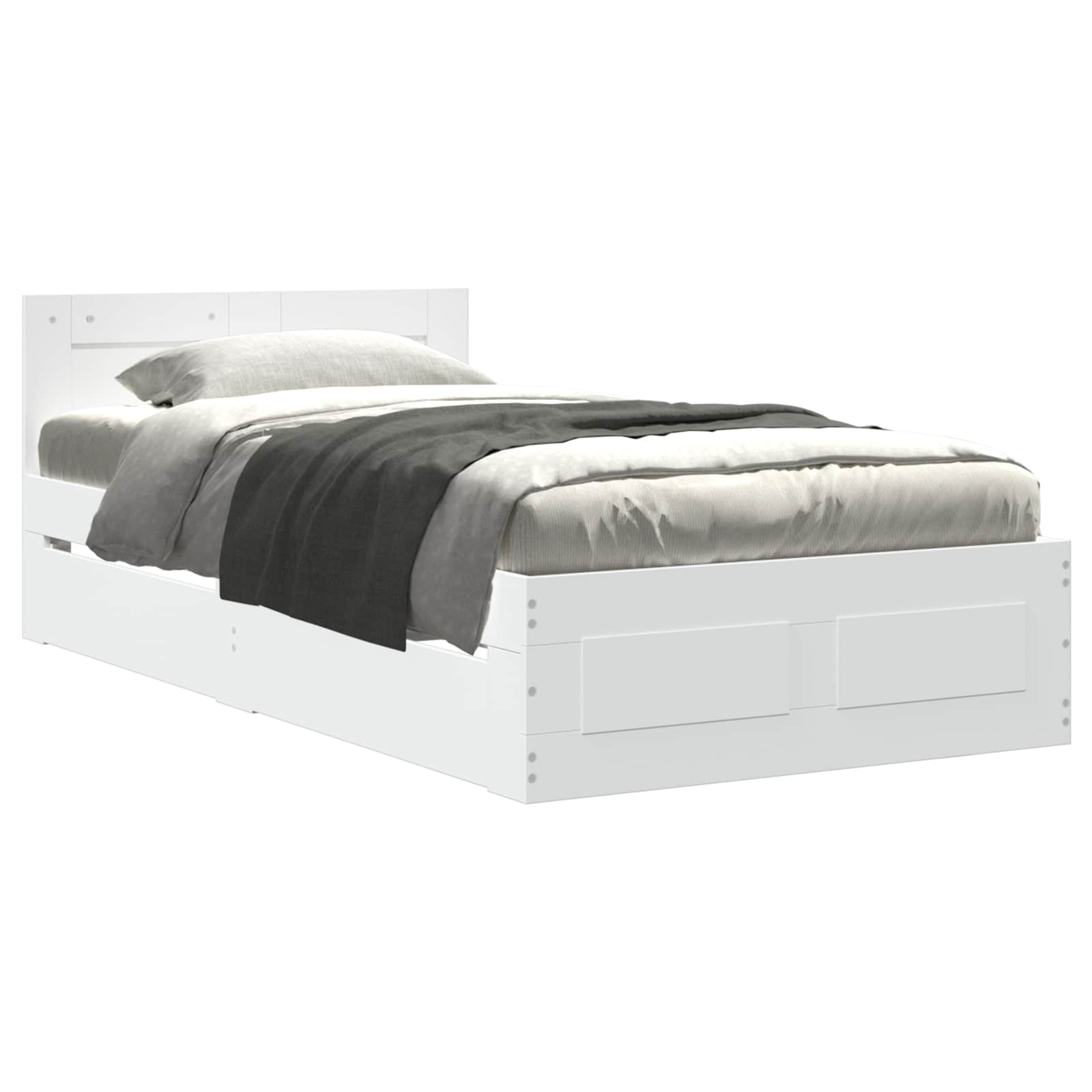 Bedframe met lade met hoofdeinde 2 st Wit Bewerkt hout