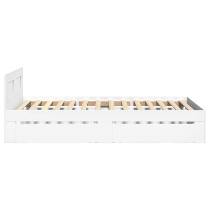 Bedframe met lade met hoofdeinde 2 st Wit Bewerkt hout