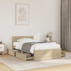 Bedframe met lade met hoofdeinde 2 st Sonoma Eiken Bewerkt hout