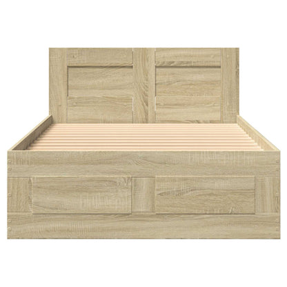 Bedframe met lade met hoofdeinde 2 st Sonoma Eiken Bewerkt hout