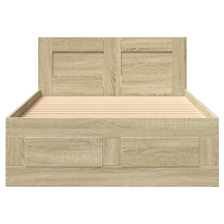 Bedframe met lade met hoofdeinde 2 st Sonoma Eiken Bewerkt hout
