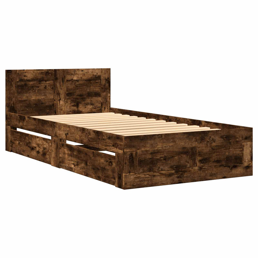Bedframe met lade met opslag 2 st Gerookt eiken Bewerkt hout