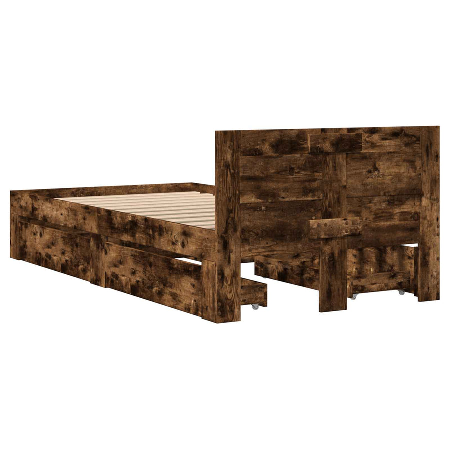 Bedframe met lade met opslag 2 st Gerookt eiken Bewerkt hout