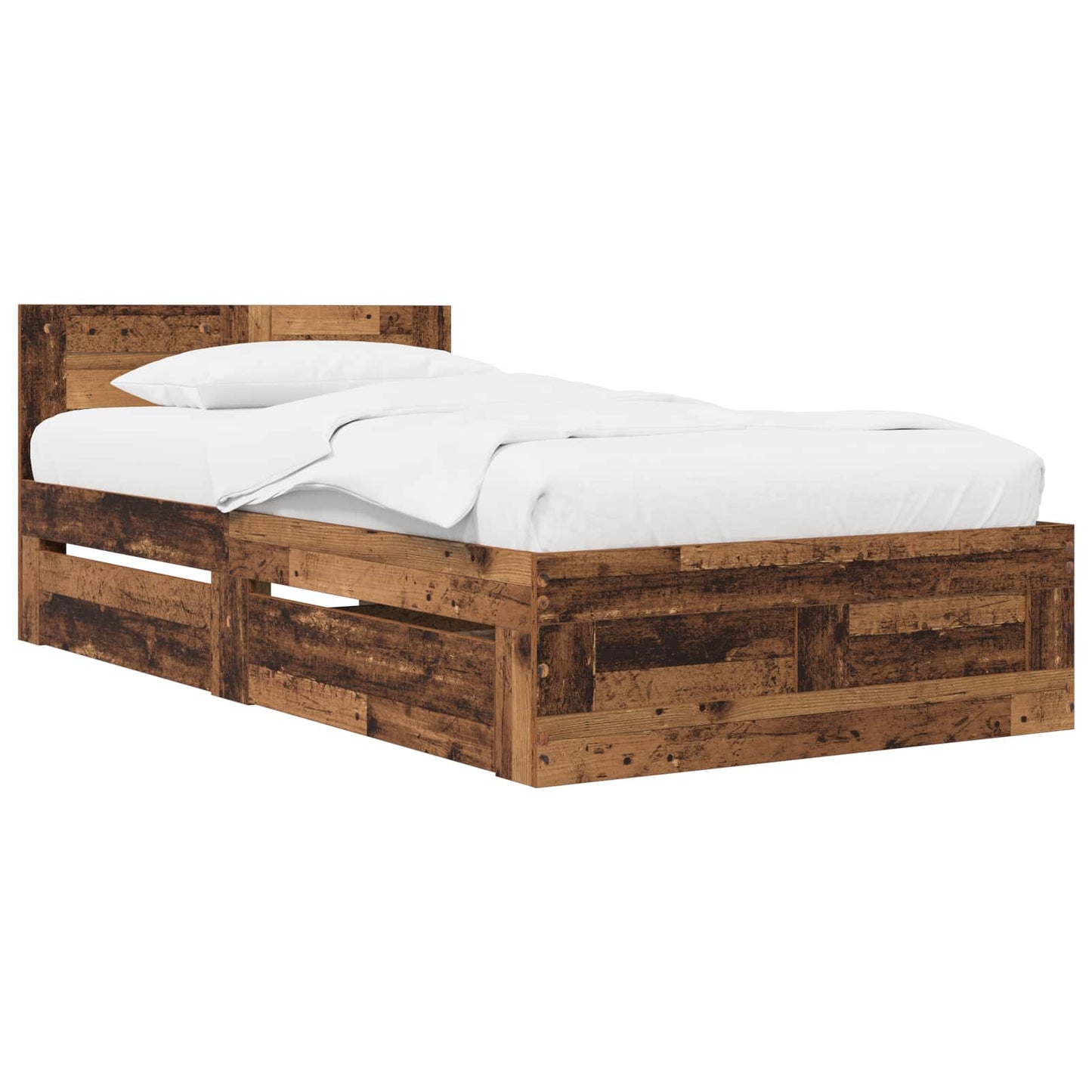 Bedframe met lade met hoofdeinde 2 st Oud hout Bewerkt hout