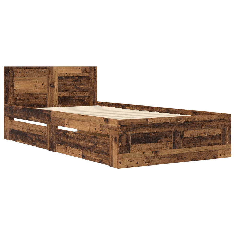 Bedframe met lade met hoofdeinde 2 st Oud hout Bewerkt hout