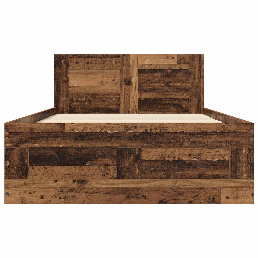 Bedframe met lade met hoofdeinde 2 st Oud hout Bewerkt hout
