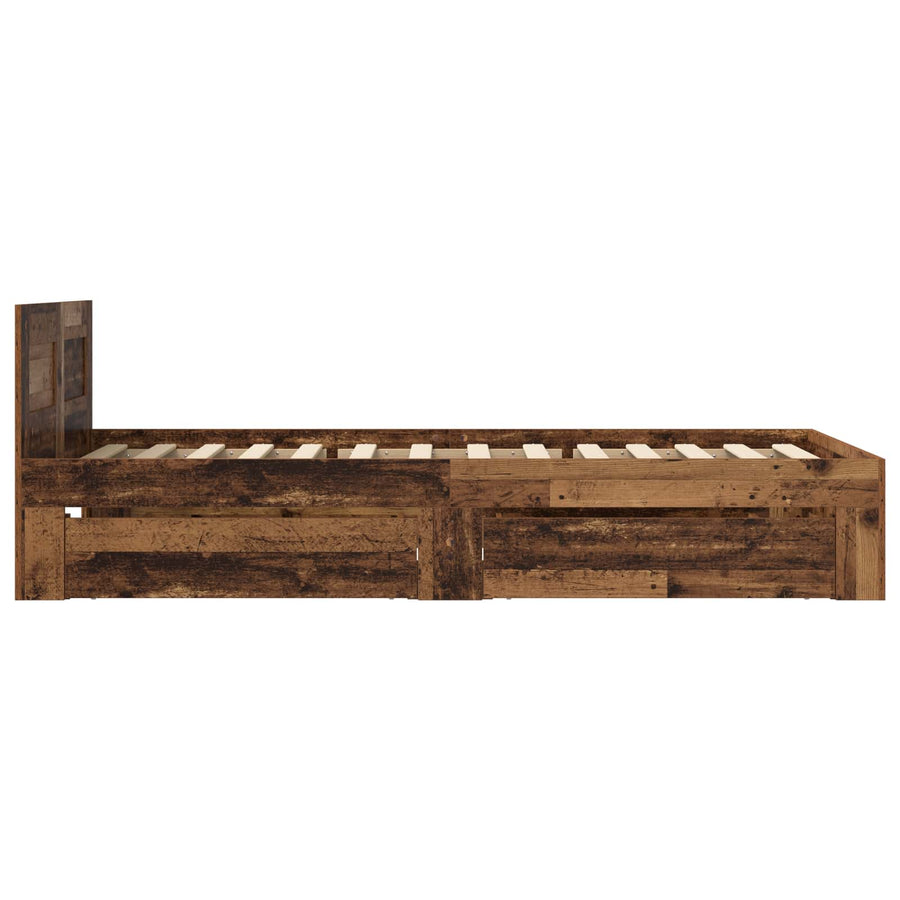 Bedframe met lade met hoofdeinde 2 st Oud hout Bewerkt hout