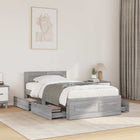 Bedframe met lade met hoofdeinde 2 st Grijs Sonoma Bewerkt hout