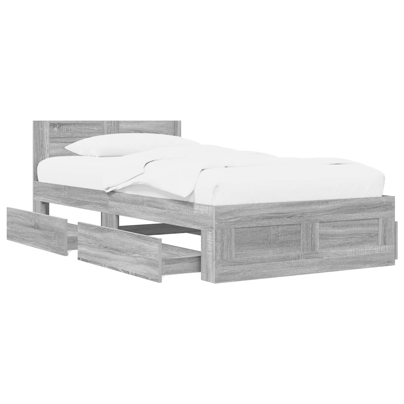 Bedframe met lade met hoofdeinde 2 st Grijs Sonoma Bewerkt hout