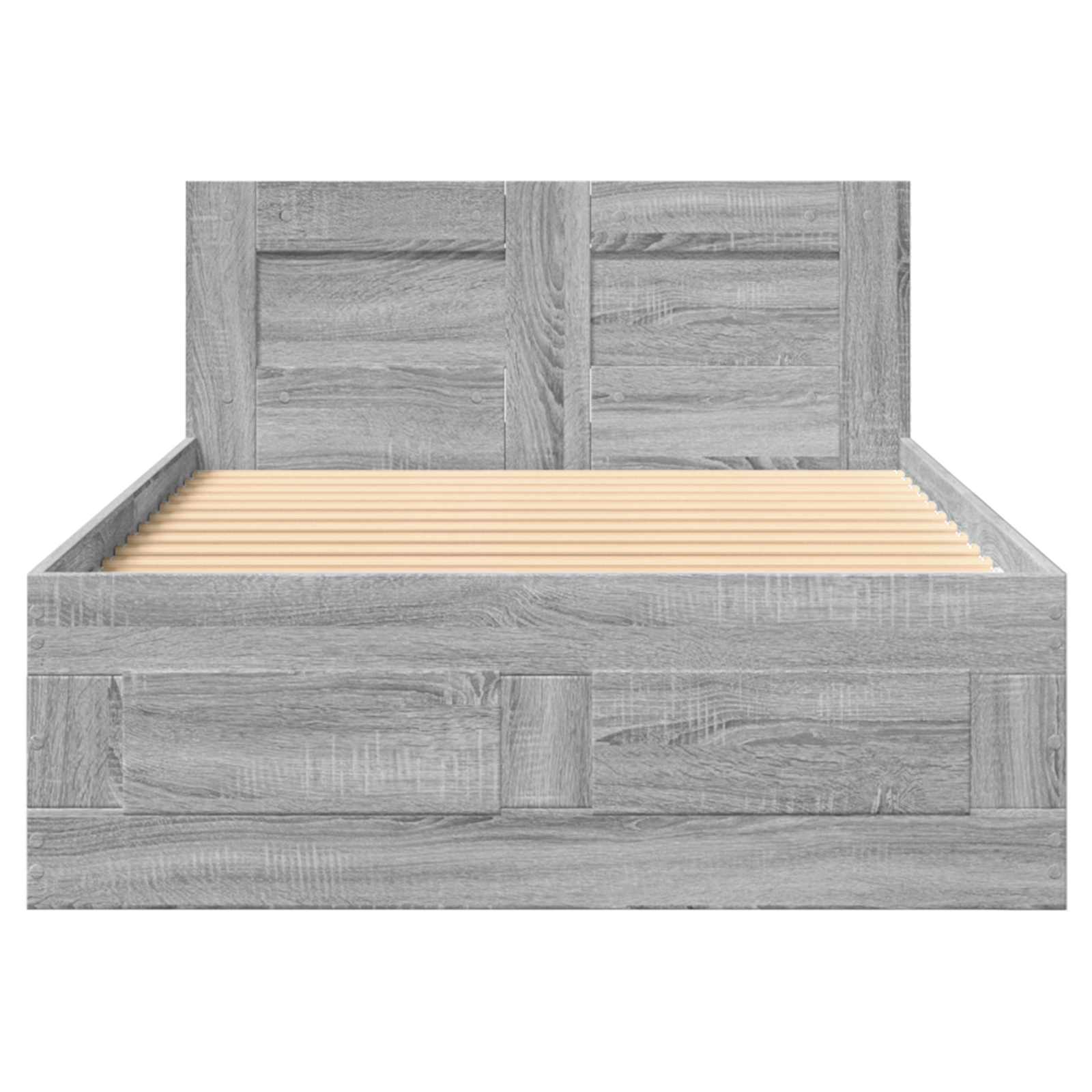 Bedframe met lade met hoofdeinde 2 st Grijs Sonoma Bewerkt hout