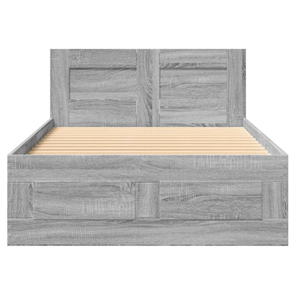 Bedframe met lade met hoofdeinde 2 st Grijs Sonoma Bewerkt hout