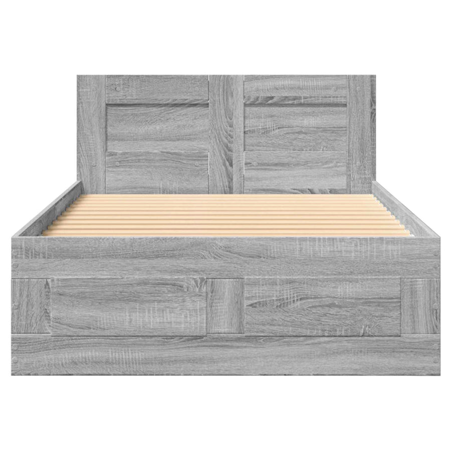 Bedframe met lade met hoofdeinde 2 st Grijs Sonoma Bewerkt hout