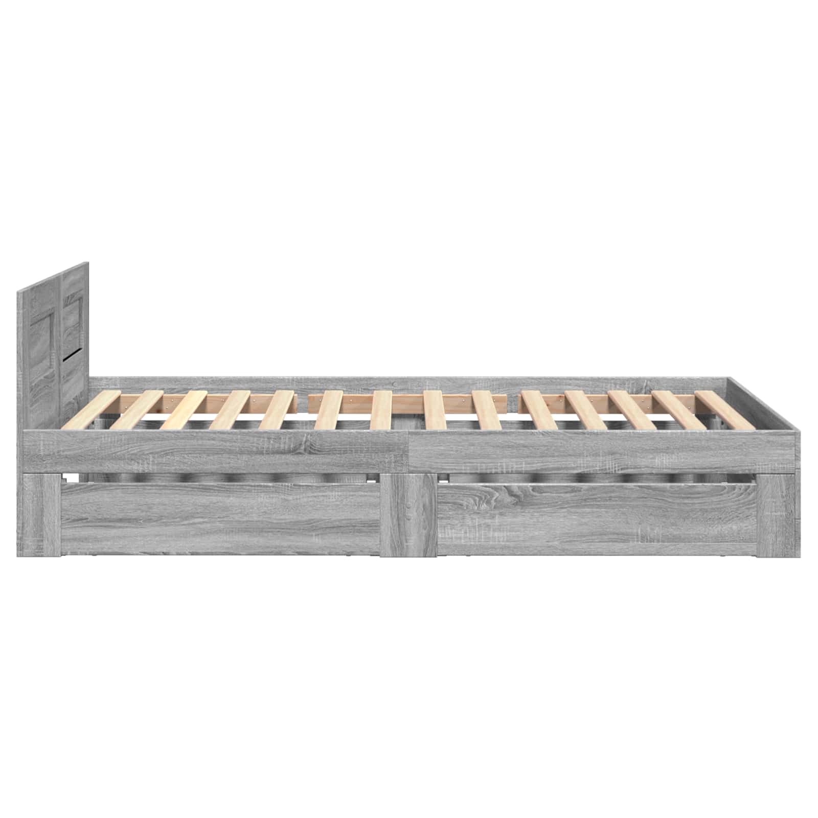 Bedframe met lade met hoofdeinde 2 st Grijs Sonoma Bewerkt hout