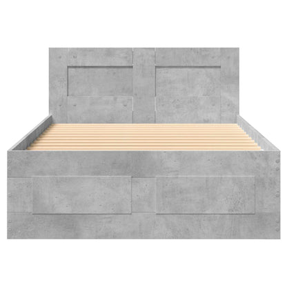 Bedframe met lade met hoofdeinde 2 st Betongrijs Bewerkt hout
