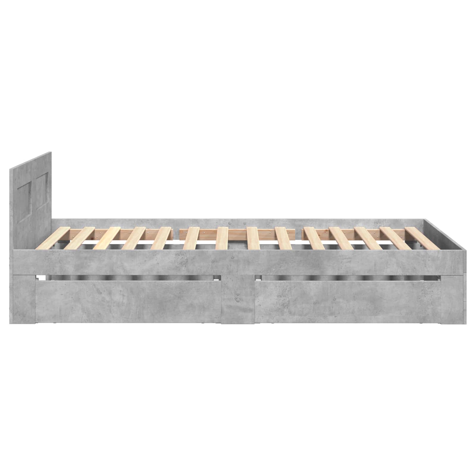 Bedframe met lade met hoofdeinde 2 st Betongrijs Bewerkt hout
