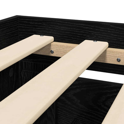 Bedframe met lade met hoofdeinde 2 st Zwart eiken Bewerkt hout