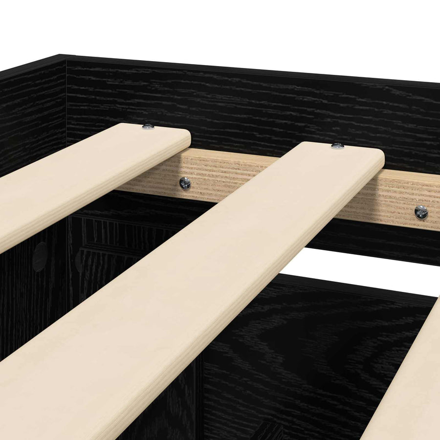 Bedframe met lade met hoofdeinde 2 st Zwart eiken Bewerkt hout