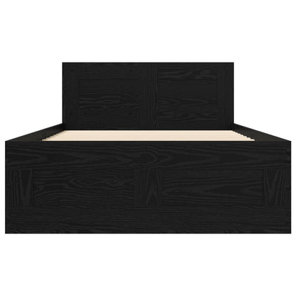 Bedframe met lade met hoofdeinde 2 st Zwart eiken Bewerkt hout
