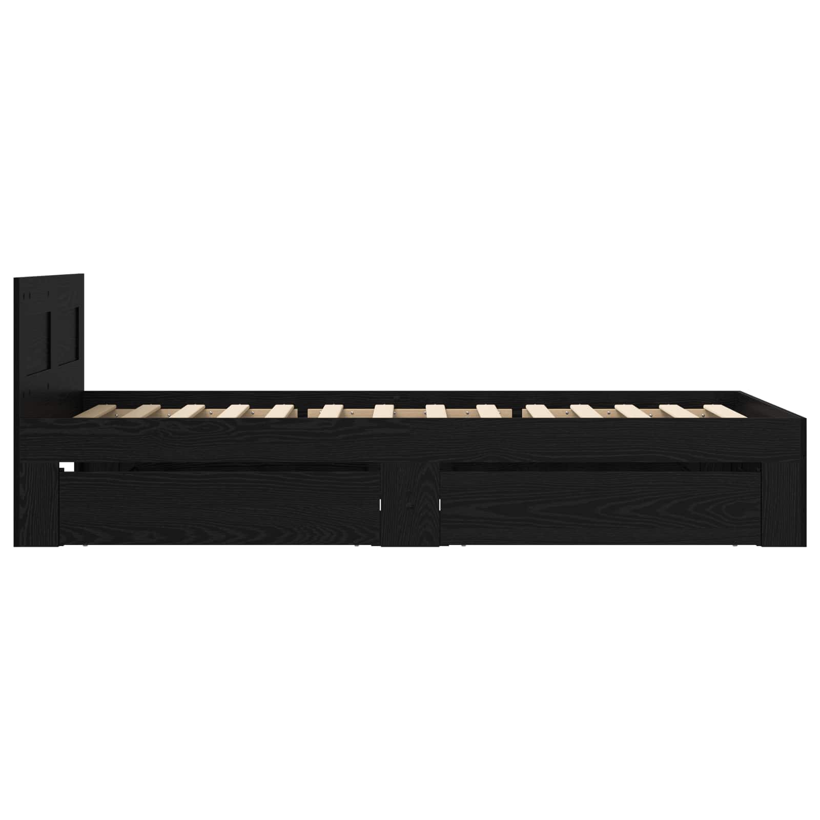 Bedframe met lade met hoofdeinde 2 st Zwart eiken Bewerkt hout