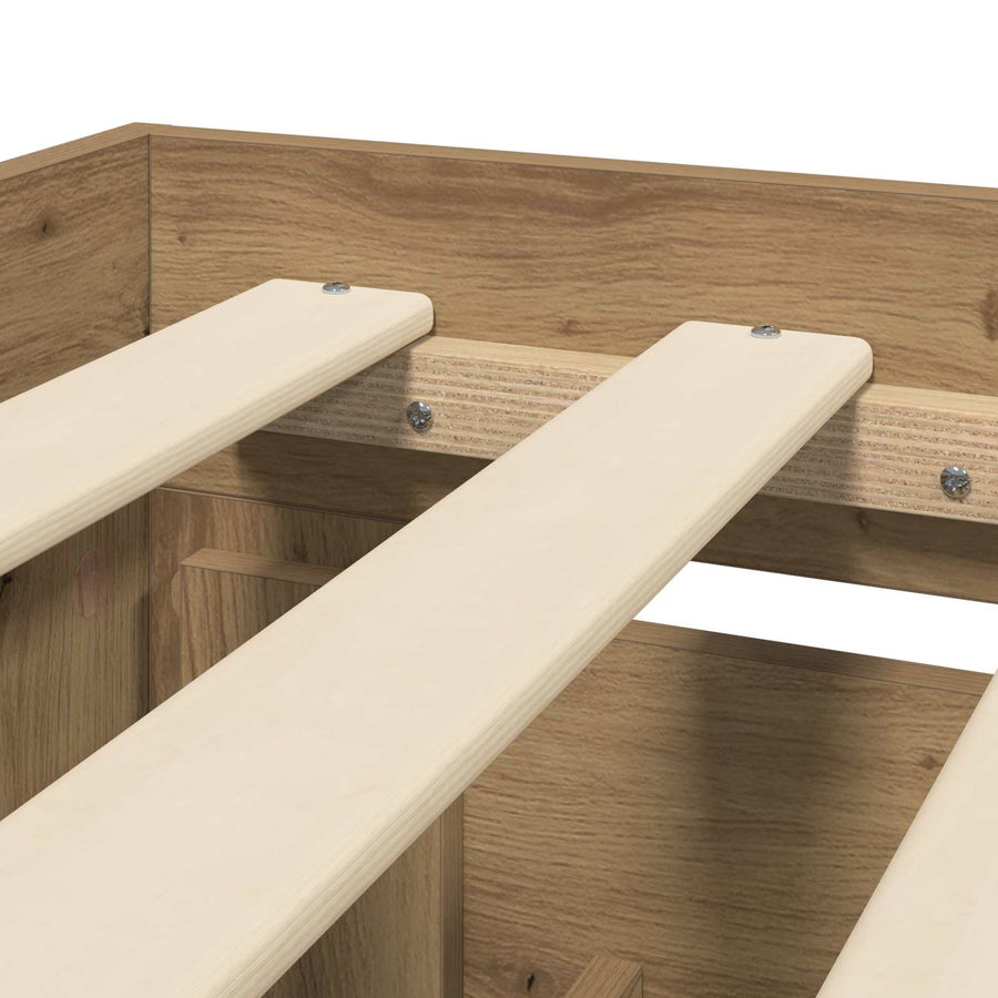 Bedframe met lade met opslag 2 st Artisanaal eiken Bewerkt hout