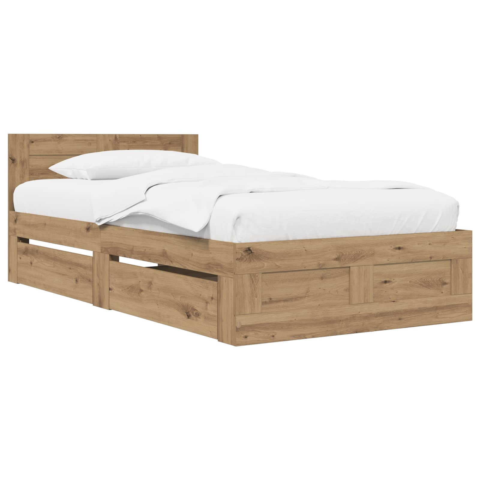 Bedframe met lade met opslag 2 st Artisanaal eiken Bewerkt hout