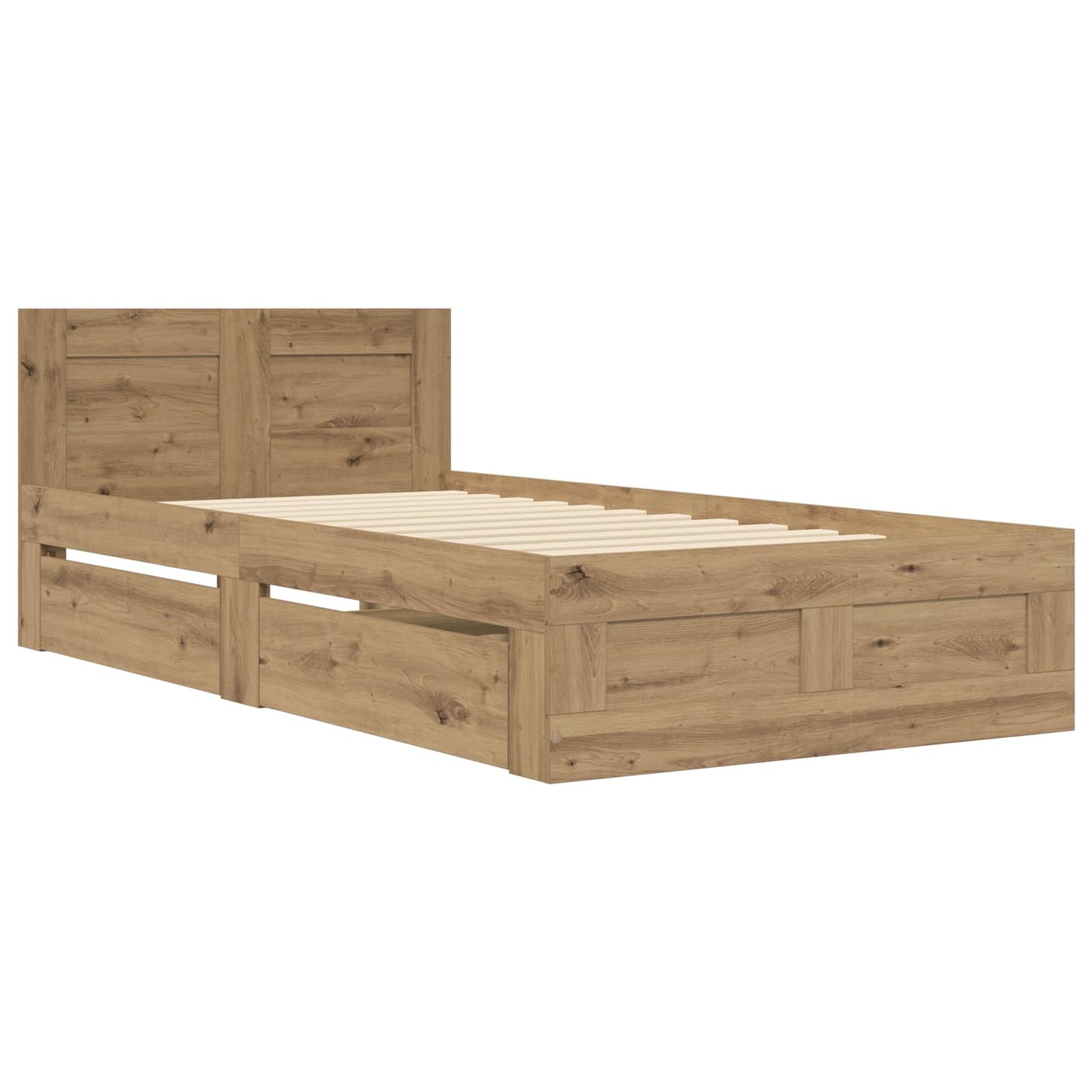 Bedframe met lade met opslag 2 st Artisanaal eiken Bewerkt hout