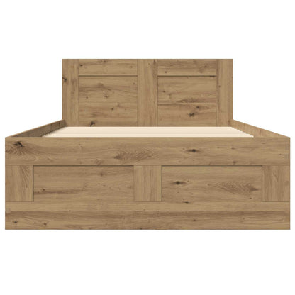 Bedframe met lade met opslag 2 st Artisanaal eiken Bewerkt hout