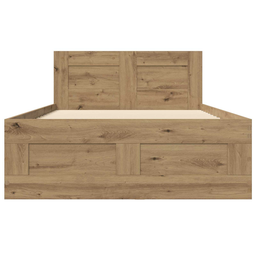 Bedframe met lade met opslag 2 st Artisanaal eiken Bewerkt hout