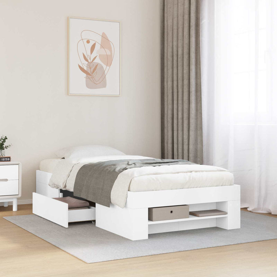 Bedframe met opslag met lade Wit 80 x 200 cm Bewerkt hout