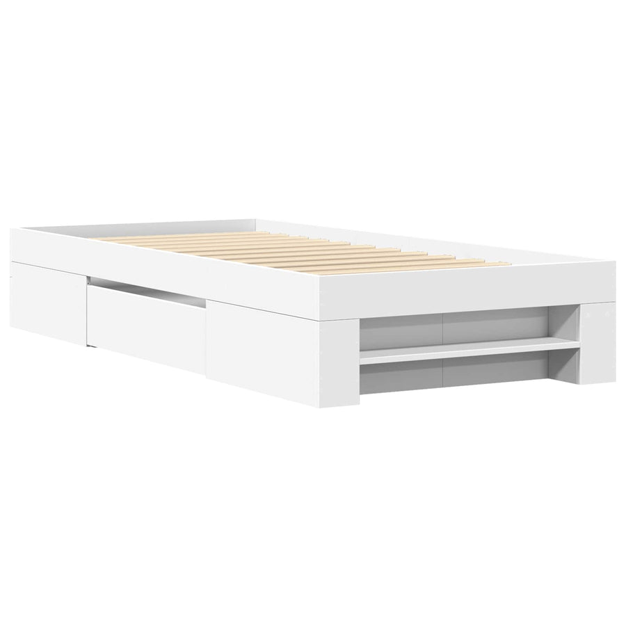 Bedframe met opslag met lade Wit 80 x 200 cm Bewerkt hout