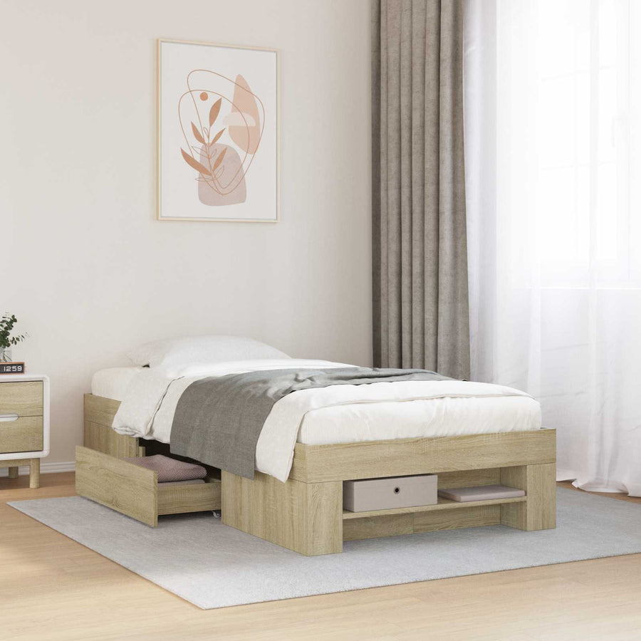 Bedframe met opslag Sonoma Eiken 80 x 200 cm Bewerkt hout