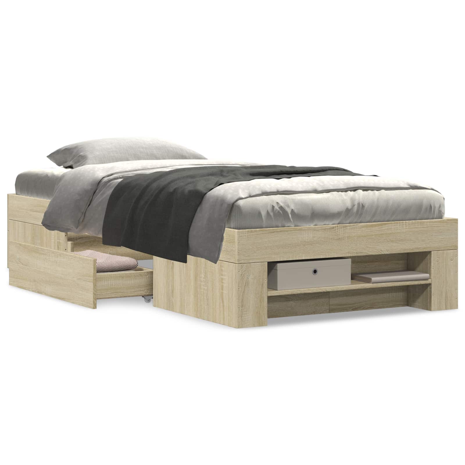 Bedframe met opslag Sonoma Eiken 80 x 200 cm Bewerkt hout