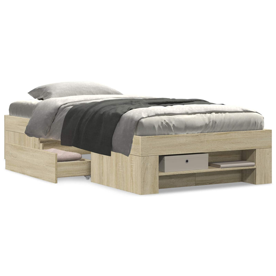 Bedframe met opslag Sonoma Eiken 80 x 200 cm Bewerkt hout