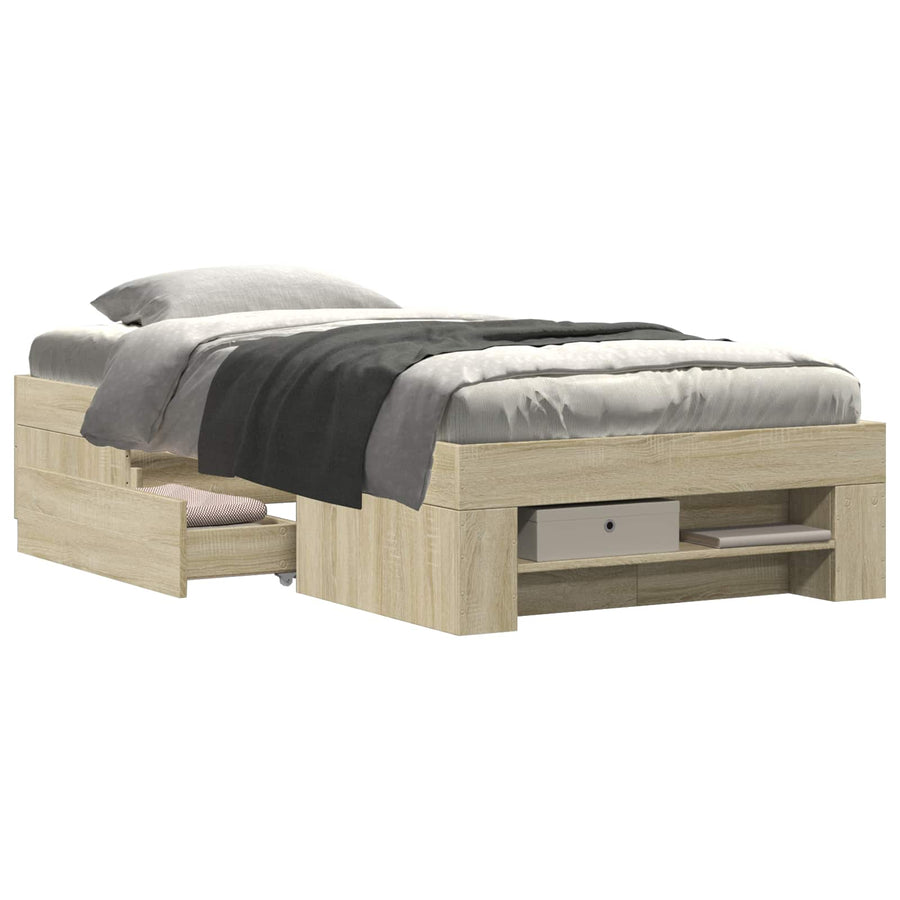 Bedframe met opslag Sonoma Eiken 80 x 200 cm Bewerkt hout