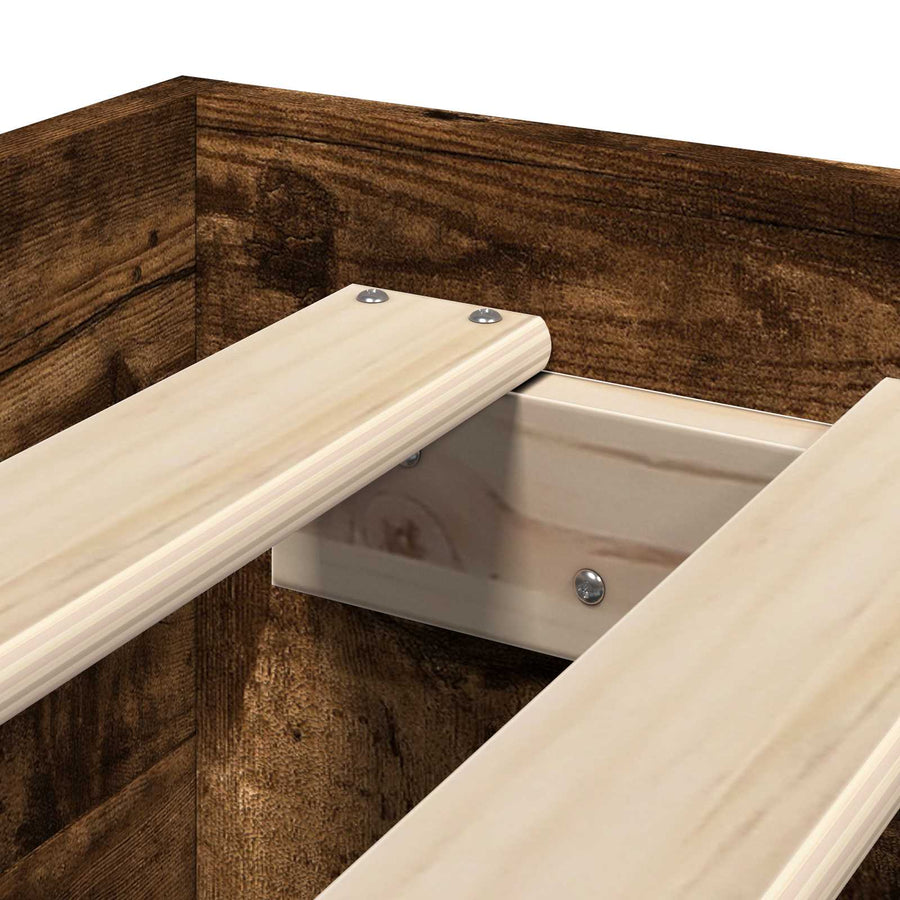 Bedframe met opslag Gerookt eiken 80 x 200 cm Bewerkt hout