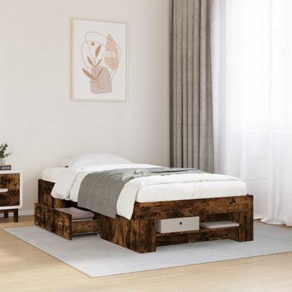 Bedframe met opslag Gerookt eiken 80 x 200 cm Bewerkt hout