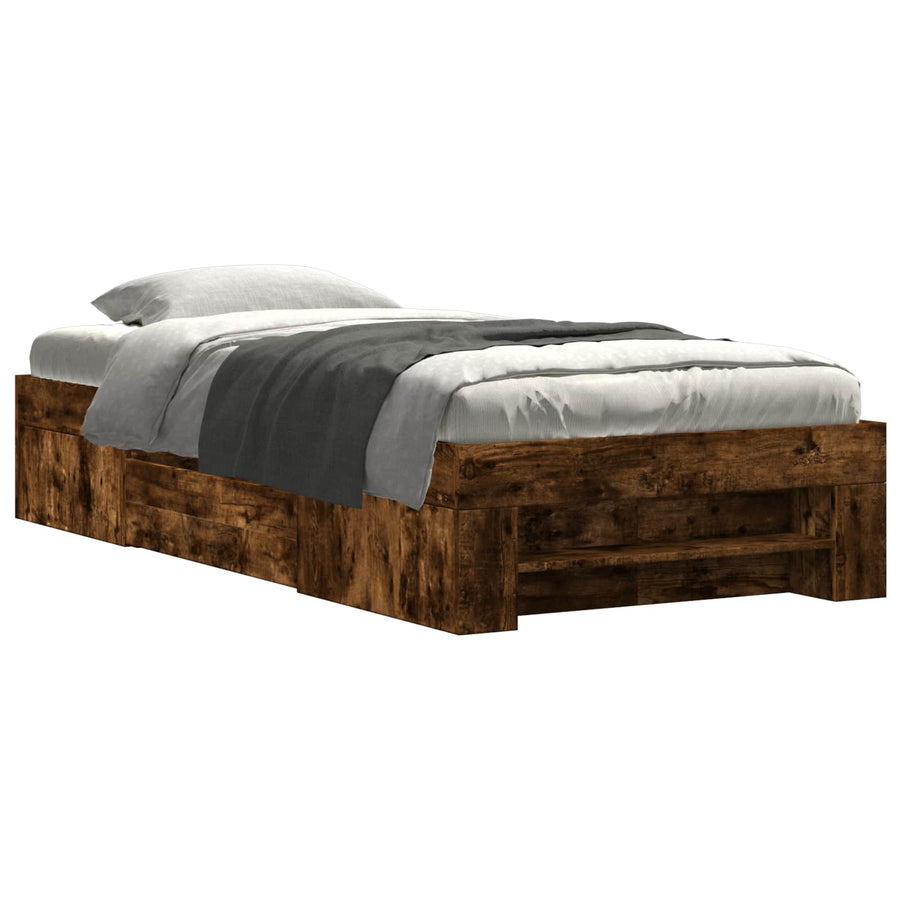 Bedframe met opslag Gerookt eiken 80 x 200 cm Bewerkt hout