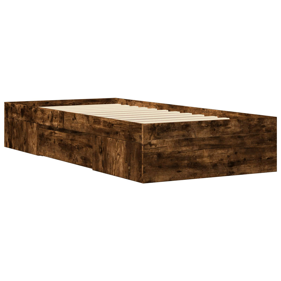 Bedframe met opslag Gerookt eiken 80 x 200 cm Bewerkt hout
