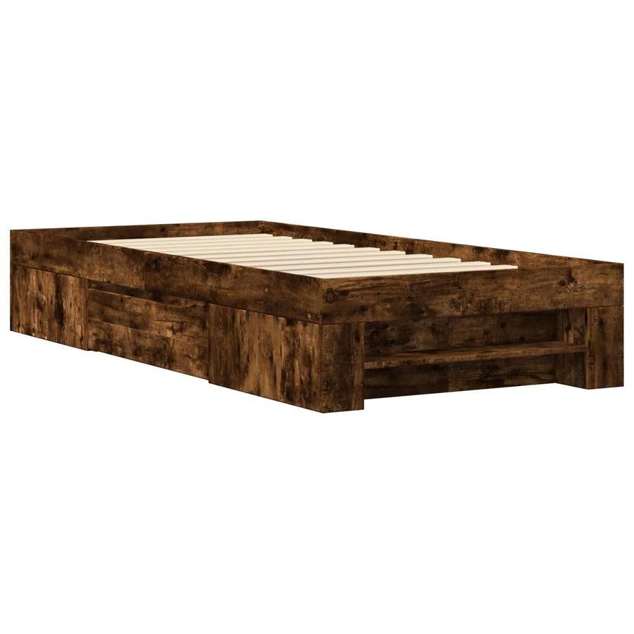 Bedframe met opslag Gerookt eiken 80 x 200 cm Bewerkt hout