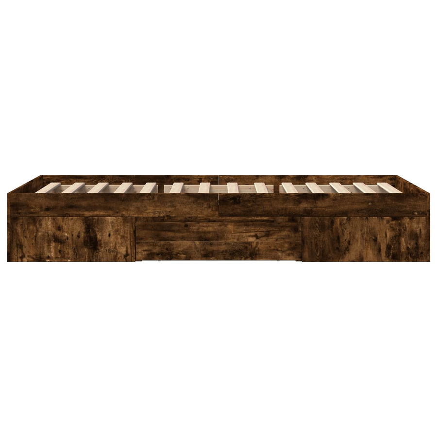 Bedframe met opslag Gerookt eiken 80 x 200 cm Bewerkt hout