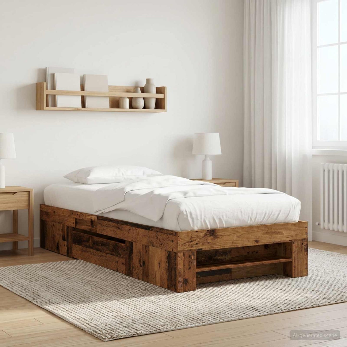 Bedframe met opslag met lade Oud hout 80 x 200 cm Bewerkt hout