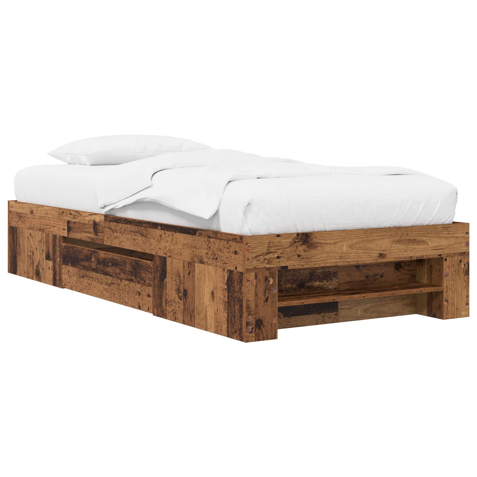 Bedframe met opslag met lade Oud hout 80 x 200 cm Bewerkt hout
