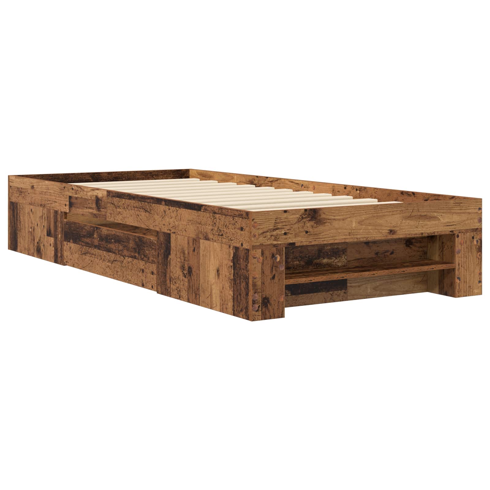 Bedframe met opslag met lade Oud hout 80 x 200 cm Bewerkt hout
