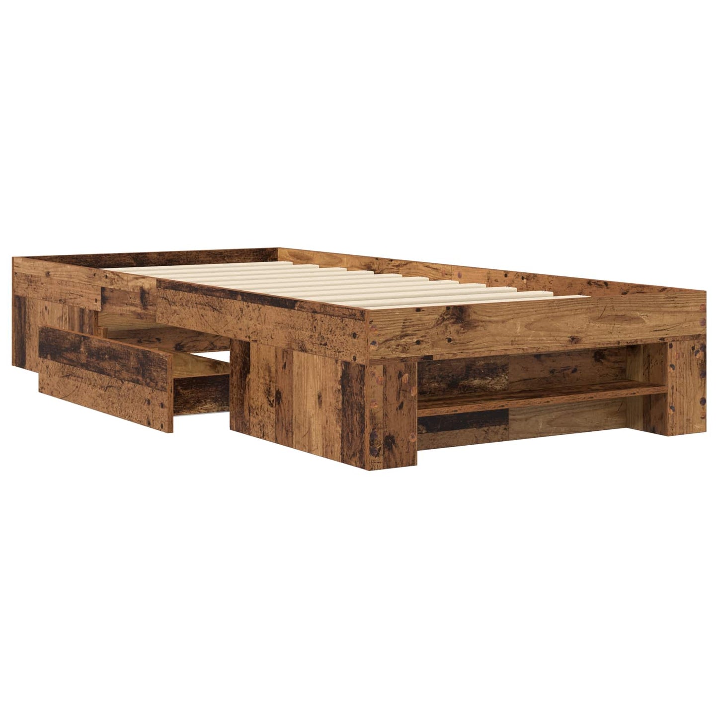 Bedframe met opslag met lade Oud hout 80 x 200 cm Bewerkt hout