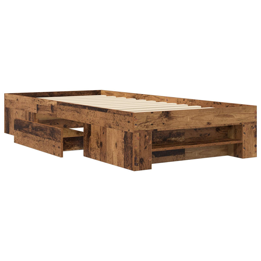 Bedframe met opslag met lade Oud hout 80 x 200 cm Bewerkt hout