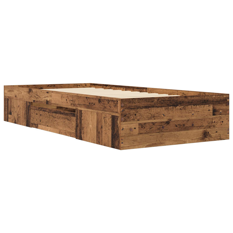 Bedframe met opslag met lade Oud hout 80 x 200 cm Bewerkt hout