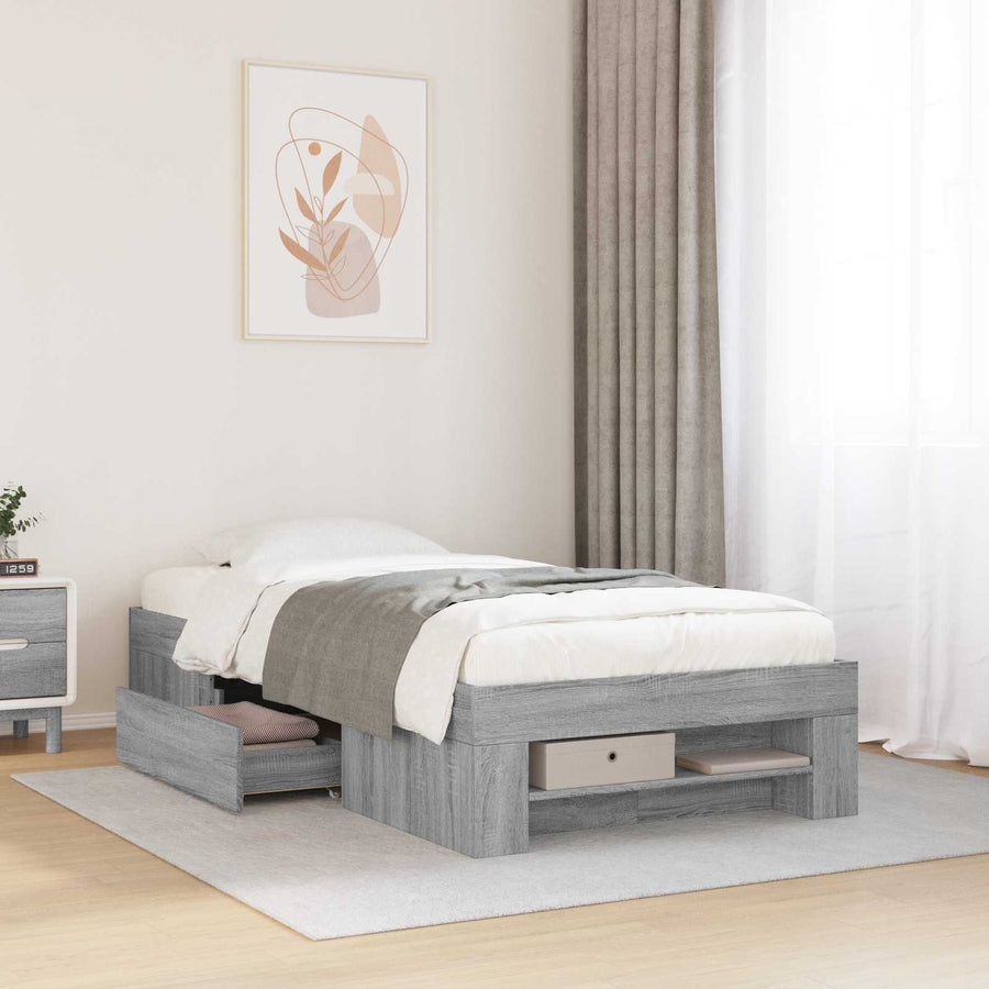 Bedframe met opslag Grijs Sonoma 80 x 200 cm Bewerkt hout